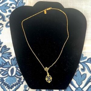 Gold tone plated chain necklace 1923,18” lovely charm in center vintage look